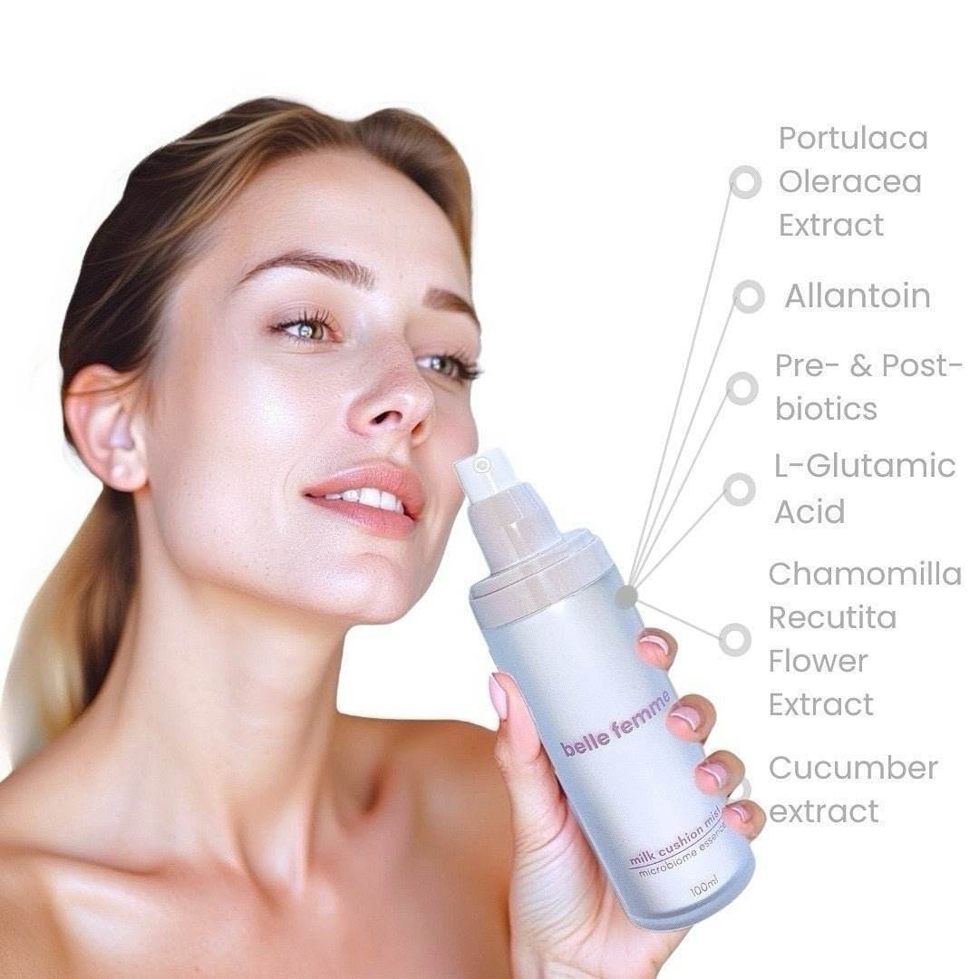 milk cushion mist | microbiome essence - belle femme