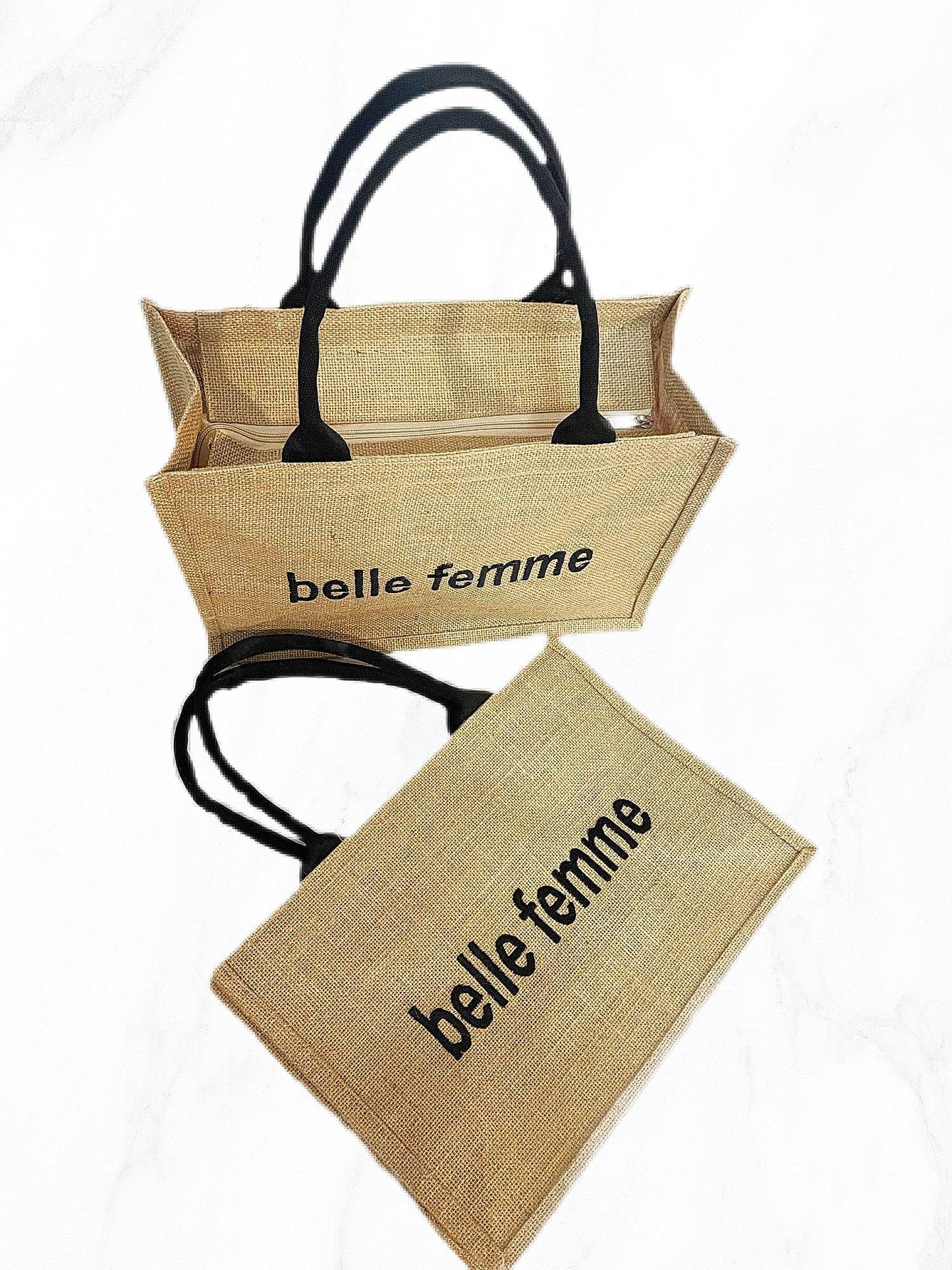 Belle Femme Jute Tote Bag (M) - belle femme